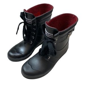 Tommy Hilfiger Renegade Short Rubber Rain Boots Kids Sz 5 M Black Lace Up